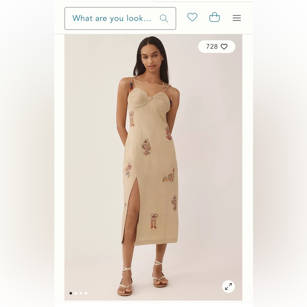 Farm Rio x Anthropologie Embroidered Linen blend Dress